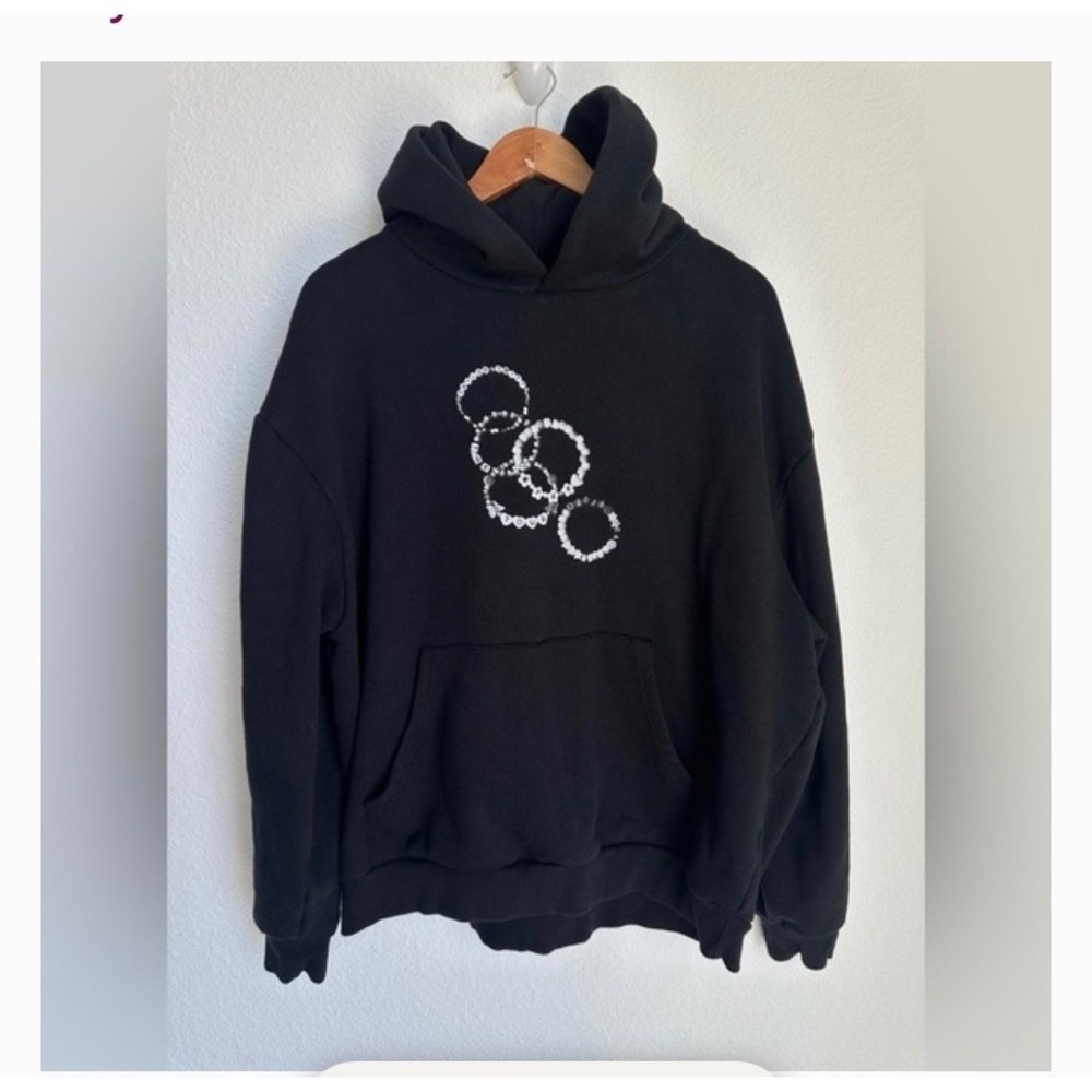 Taylor Swift Eras Tour Black‎ Hoodie Concert Merch Tour Dates Print XS NWOT
